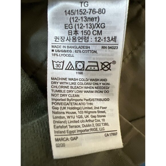 GAP Kids Romper Cotton Lyocell Green Utility Girls Size XL Elastic Waist - Picture 11 of 11